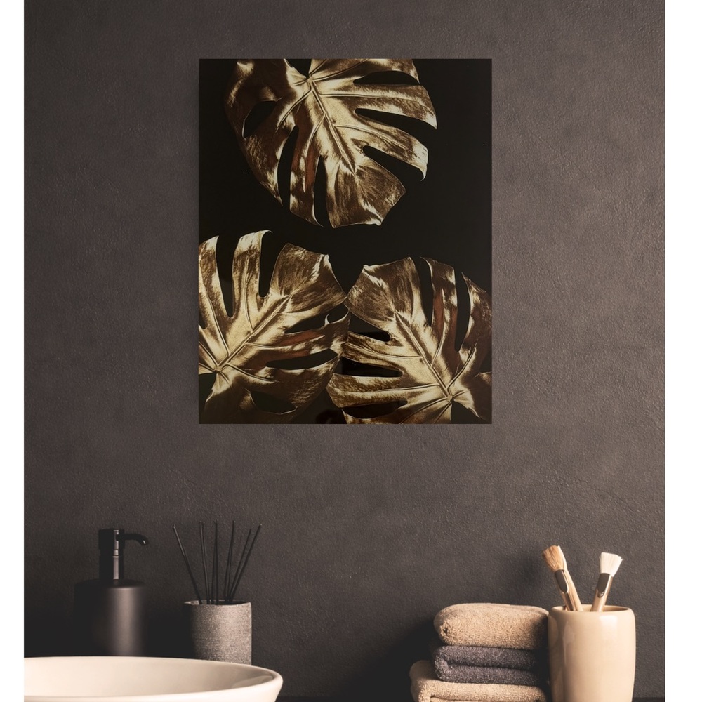 Acrylic 8.5x10 metallic gold Monstera Wall Art
